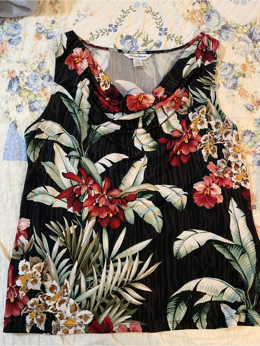 Tommy Bahama Sleeveless Floral Cowl Top